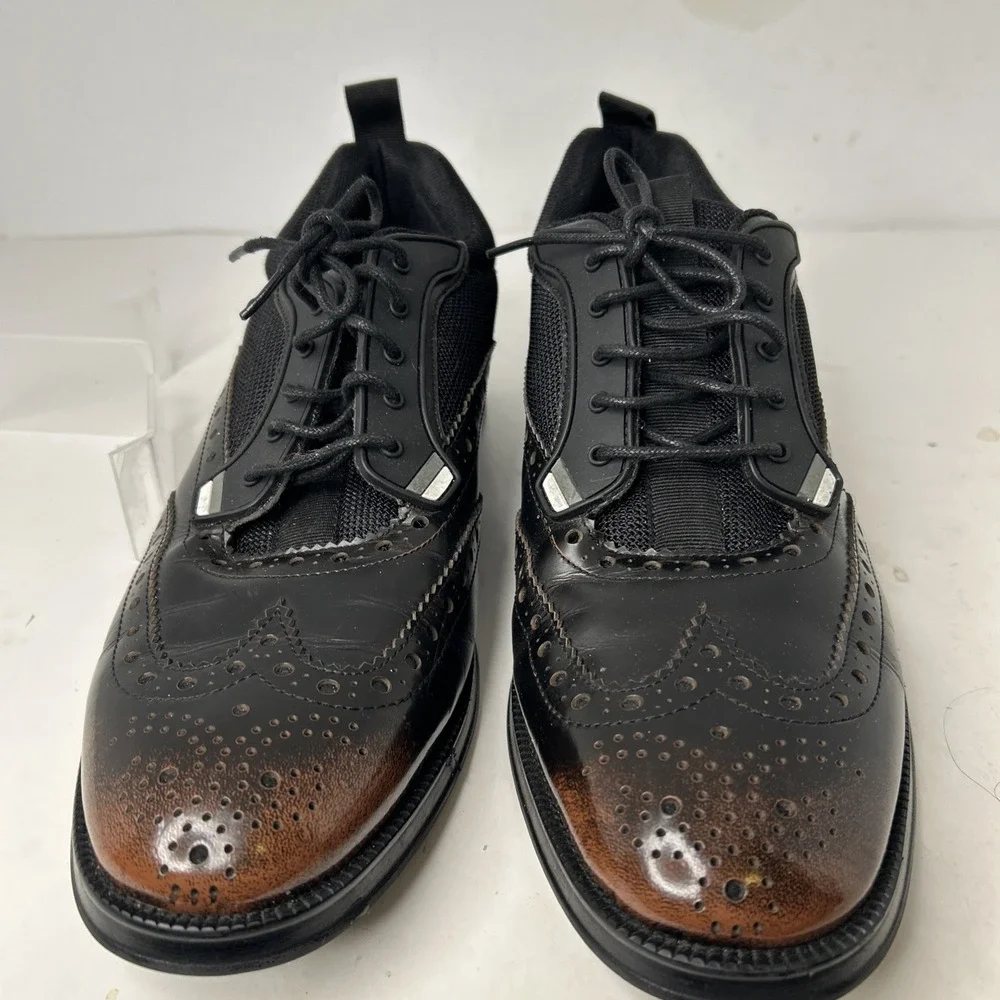 Steve Madden Portor Wing Tip Style Oxford Two Tone Black Brown Mens 10.5 EUC‎